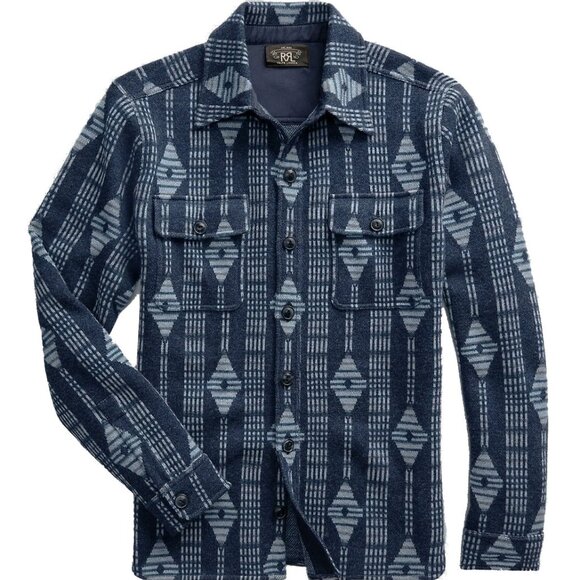 NEW $845 RRL Ralph Lauren Southwestern Shirt Jacket! Medium  Heavy Wool Cashmere - Picture 2 of 5